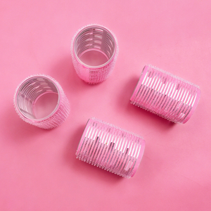 Pink Self-grip Hair Rollers Metallic-stripe Hair Curlers