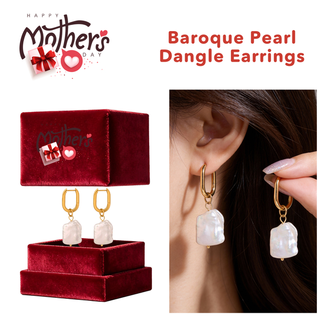 Mother's Day Baroque Pearl Dangle Earrings