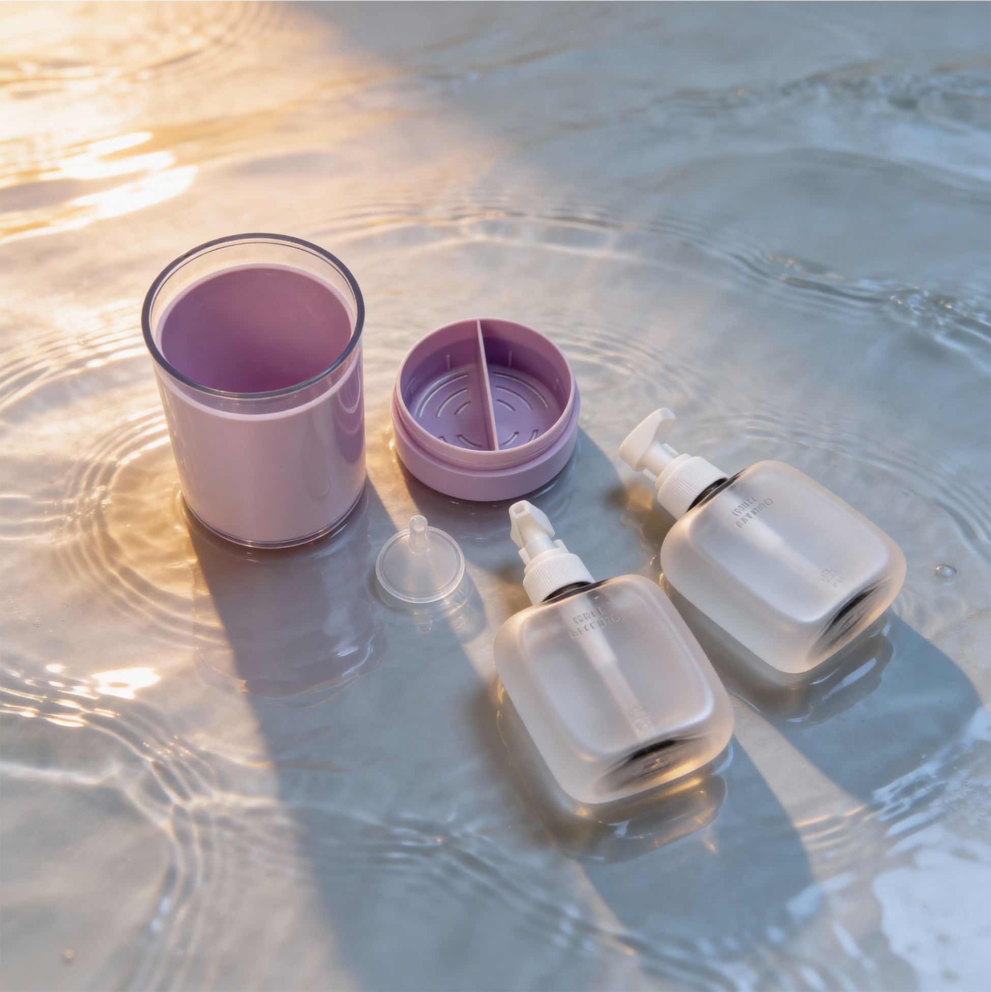 2-in-1 Lavender Travel Bottle Set Funnel-included Toiletry Dispenser Kit