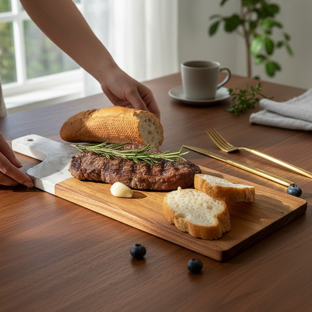 Marble & Wood Two-tone Cutting Board