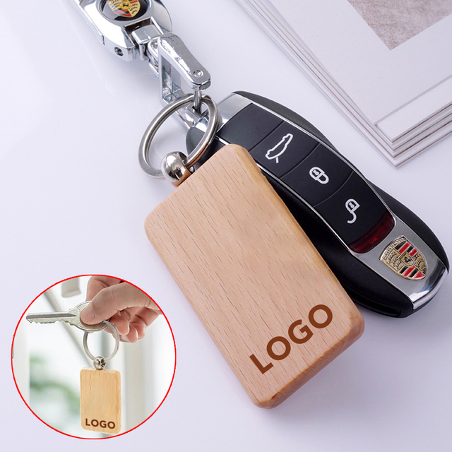 Rectangular Wooden Keychain Custom Logo Wooden Keychain