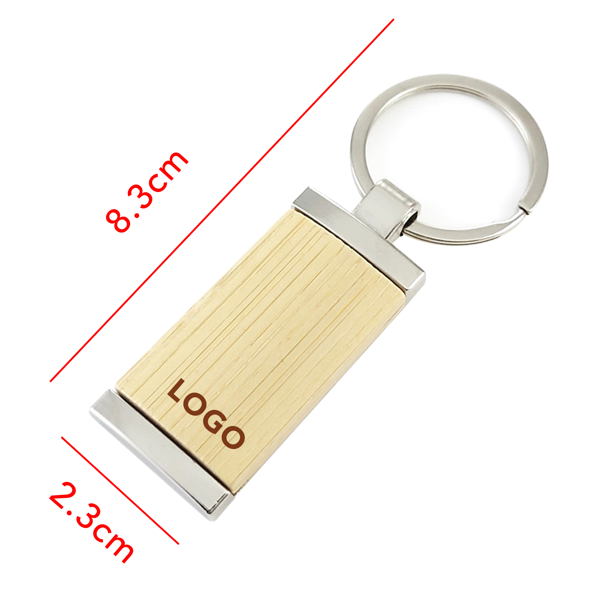 Bamboo And Metal Keychain Custom Logo Bamboo Keychain