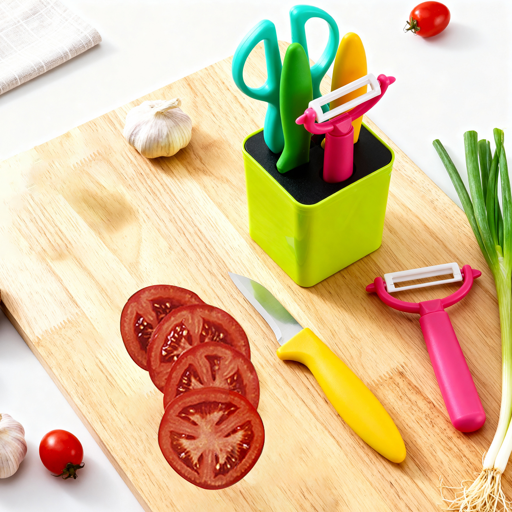 5-pcs Colorful Kitchen Knife Set with Holder