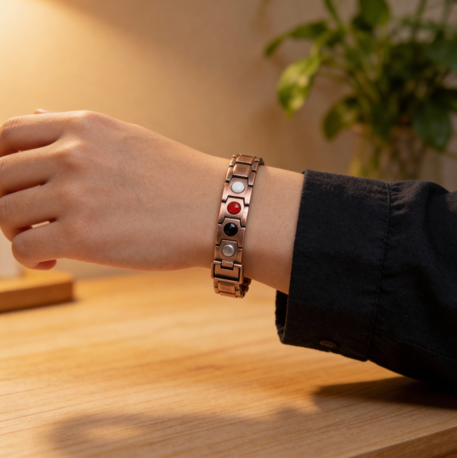 KAMALOOK Copper-tone Magnetic Therapy Bracelet