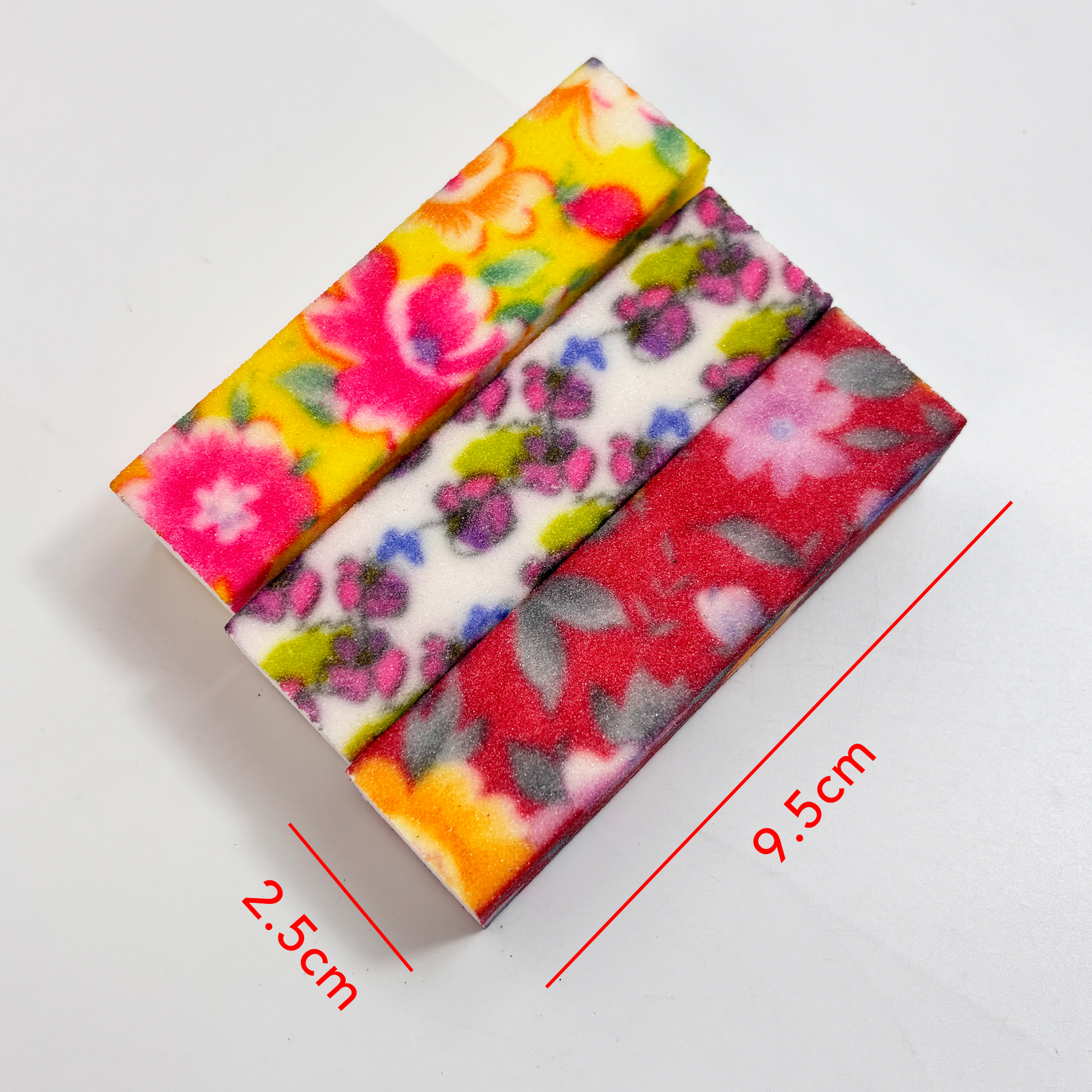 Set of 3 4-Way Nail Buffer Block Floral Print Nail Buffer