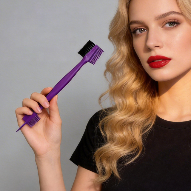 Purple Dual-Ended Edge Control Brush