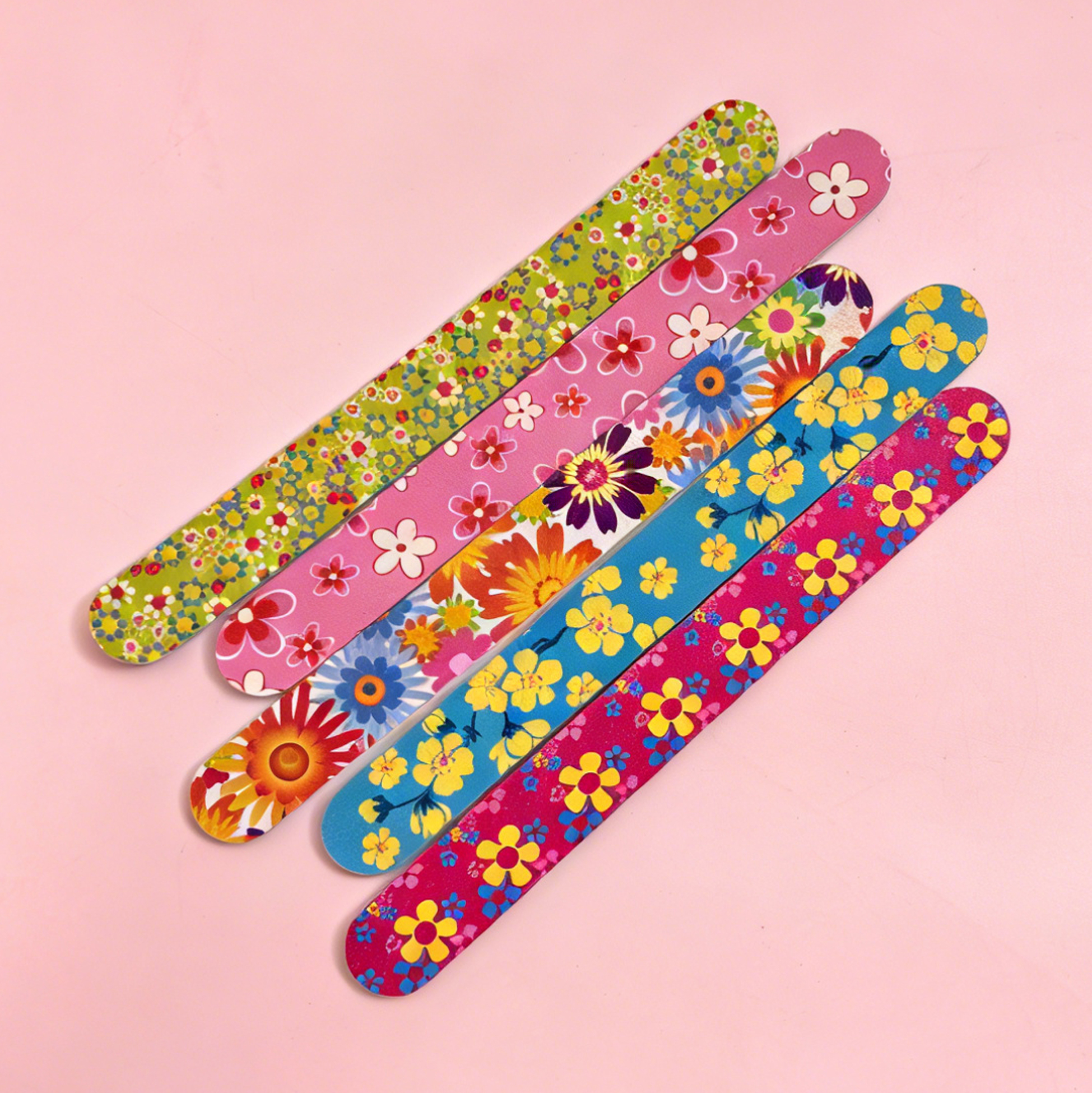 Set of 5 Colorful Floral Nail File