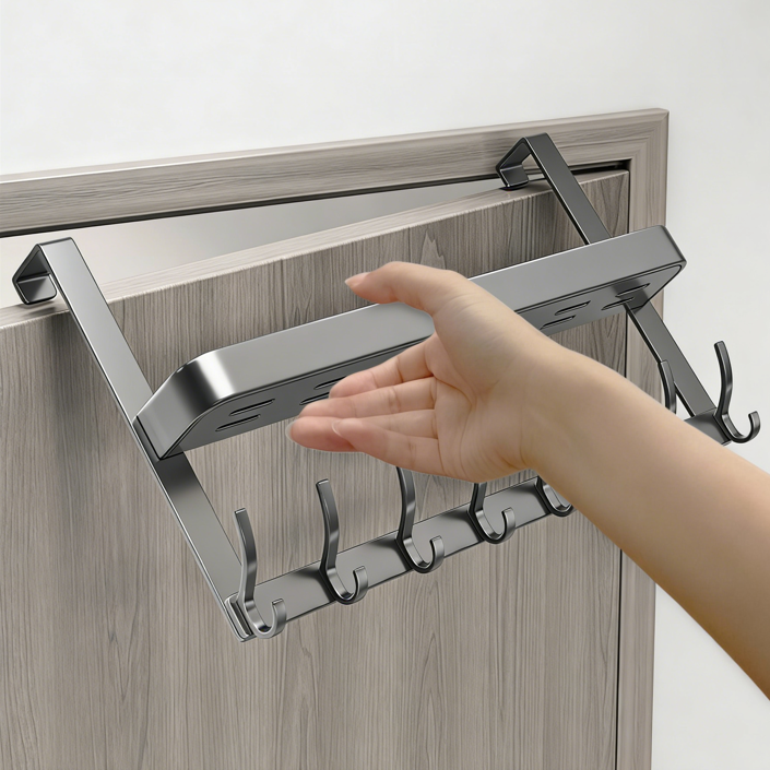 Over The Door Hooks with Storage Shelf