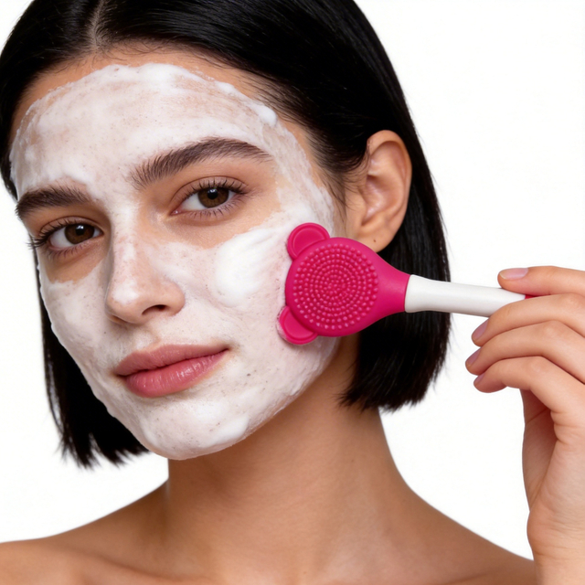 Cute Bear Ear Silicone Face Mask Brush