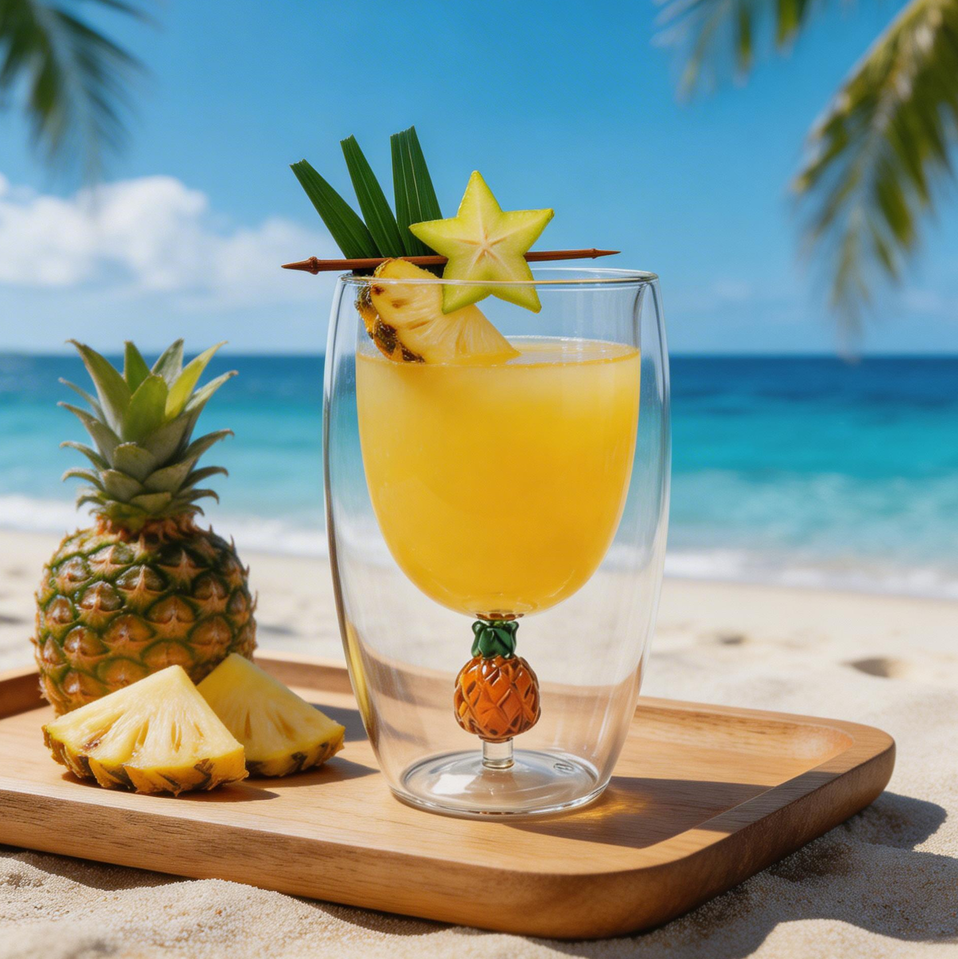 Set of 2 300ml Pineapple Double Wall Glass Cups