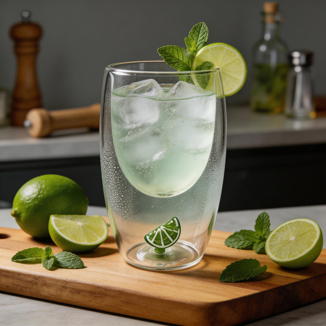 Set of 2 300ml Lime Double Wall Glass Cup