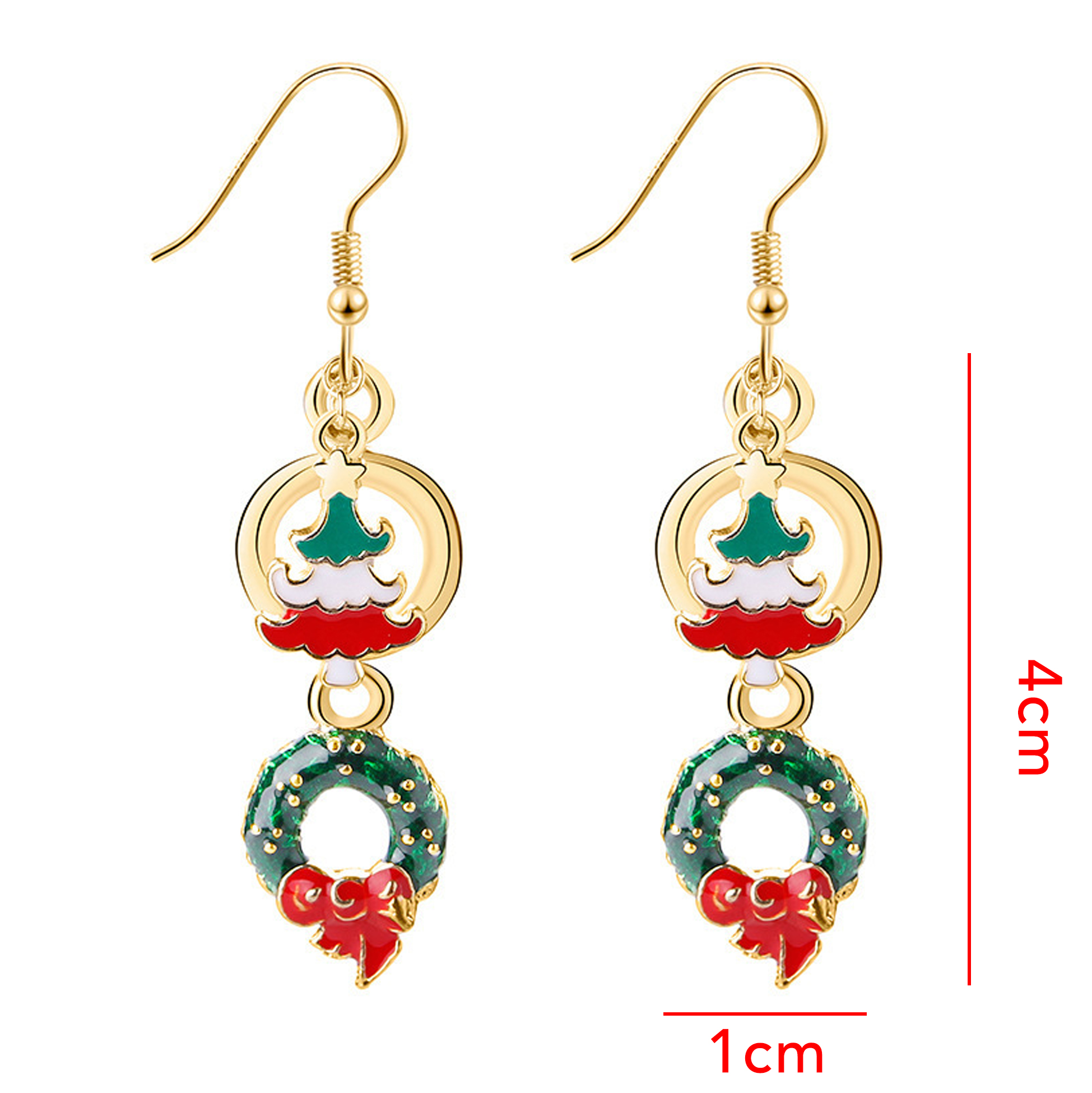 Christmas Tree Wreath Dangle Earrings