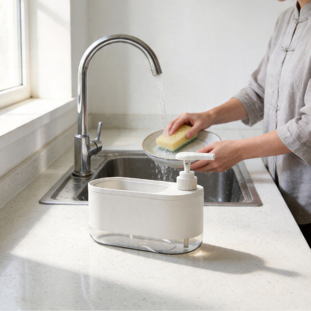 2-in-1 Soap Dispenser with Sponge Holder