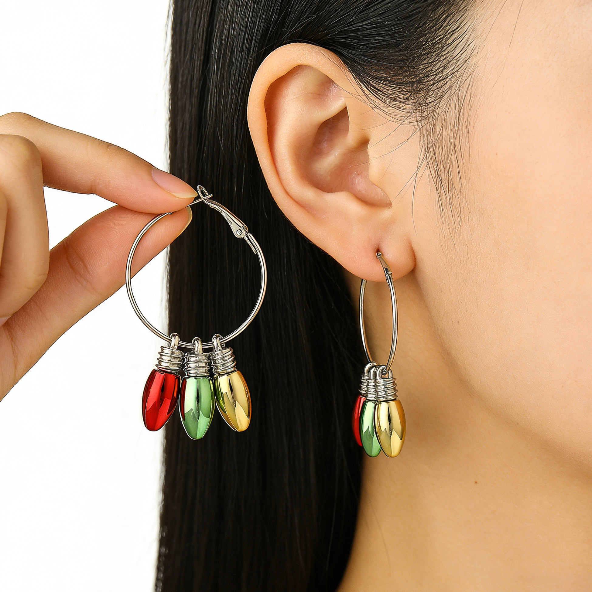 Christmas Light Bulb Hoop Earrings