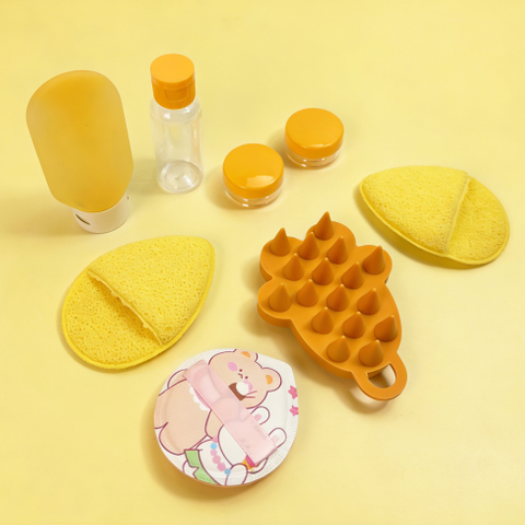Set of 5 Yellow Travel Beauty Accessory Set
