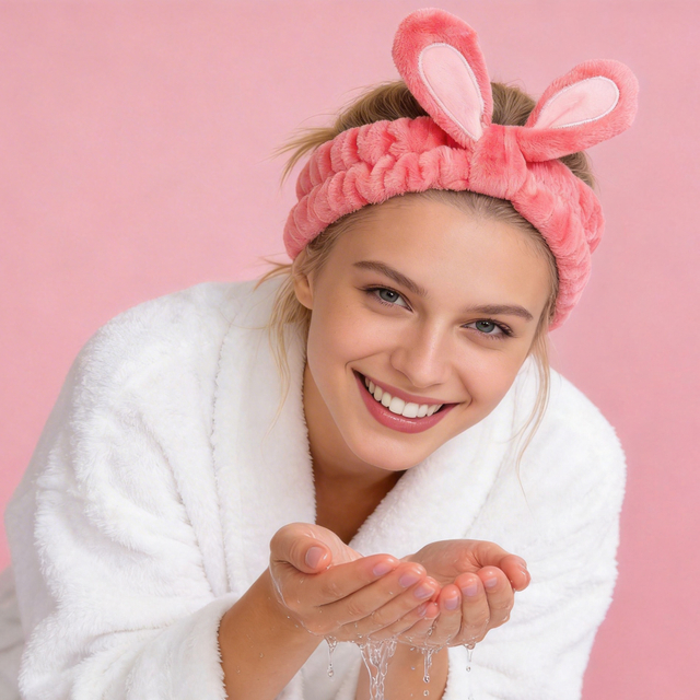 Coral Bunny Ear Headband