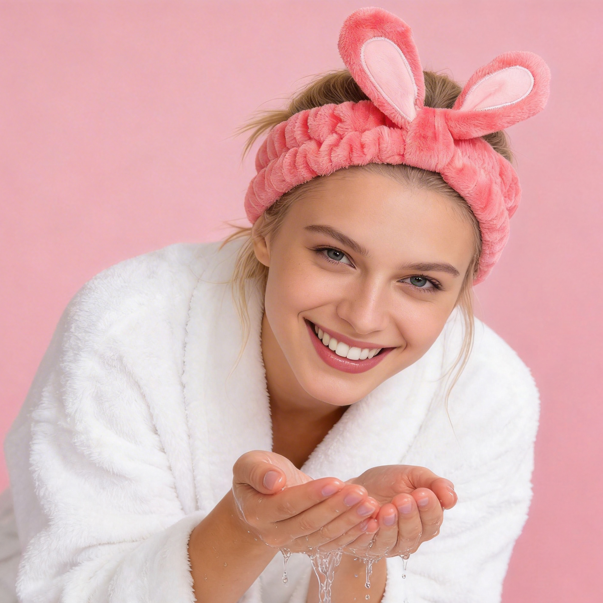 Coral Bunny Ear Headband