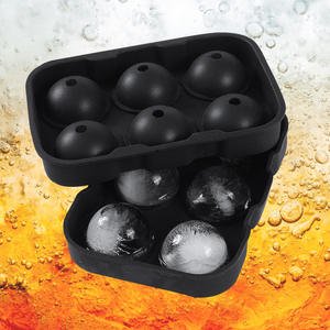 6 Balls Square Spherical Whiskey Ice Cubes Molded Silicone Ice Tray for Whiskey Ice and Cocktails, Food Grade Silicone, Reusable and BPA-Free