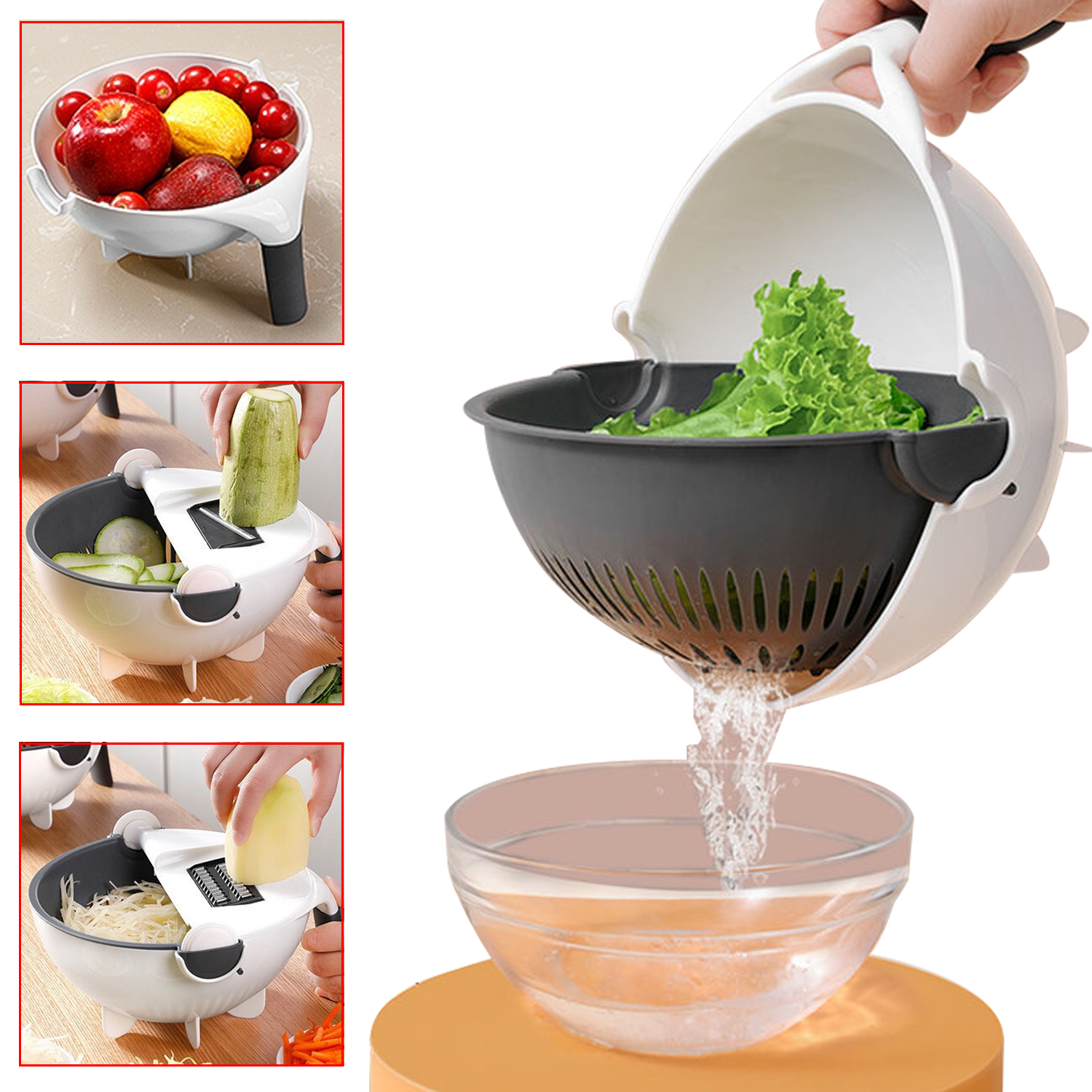 Vegetable Cutter Slicer Multi-functional Drain Basket Vegetable Cutter Slicer Grater Fruit Kitchen & Vegetables Cut Tools