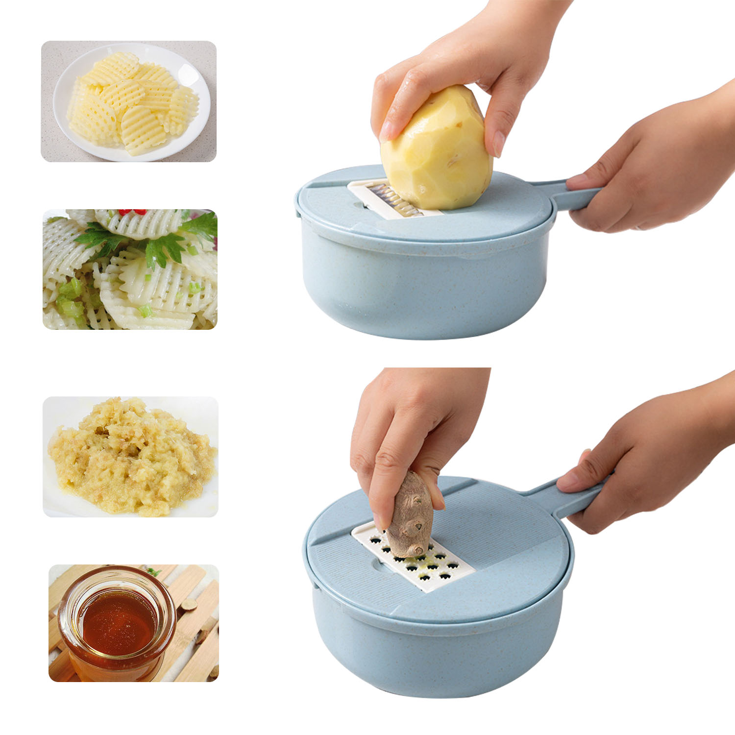 12 Pieces Sets Multi-Function Vegetable Slicer,Onion Mincer Chopper, Vegetable Chopper, Egg Slicer with Container Fruit Kitchen Grater