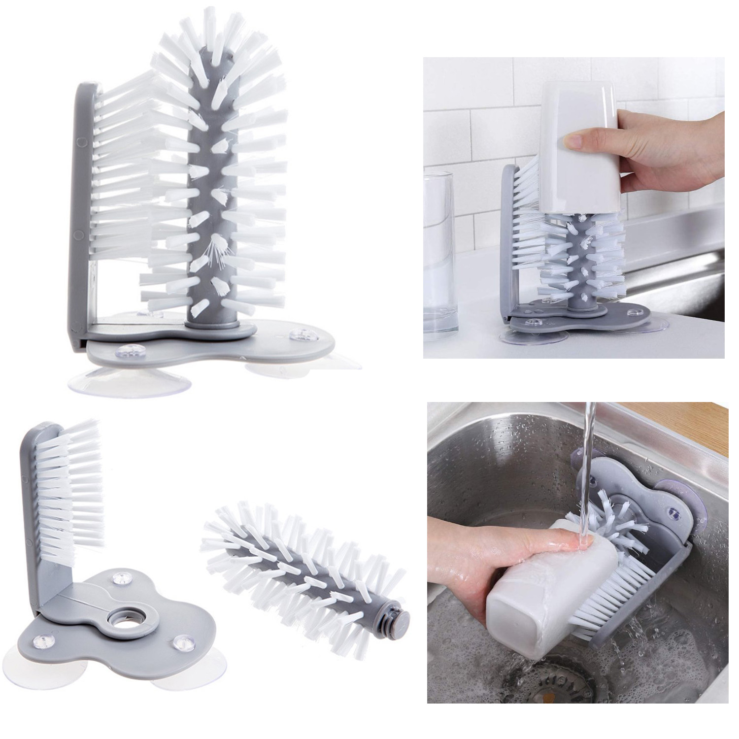 Sink Suction Wall Lazy Cup Brush Washer Wine Glass Cleaning Brush Suction Cup Cleaning Drip Boat Glass Cleaned Cleaning Cup Brush Bar Glass Cleaner Bruch