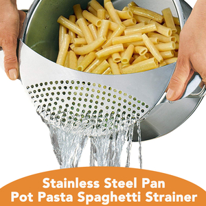 Pot Strainer Pan Drainer for Home Kitchen Easy Draining Pot Strainer Stainless Steel Pasta Spaghetti Strainer Vegetables Colander & Drainer