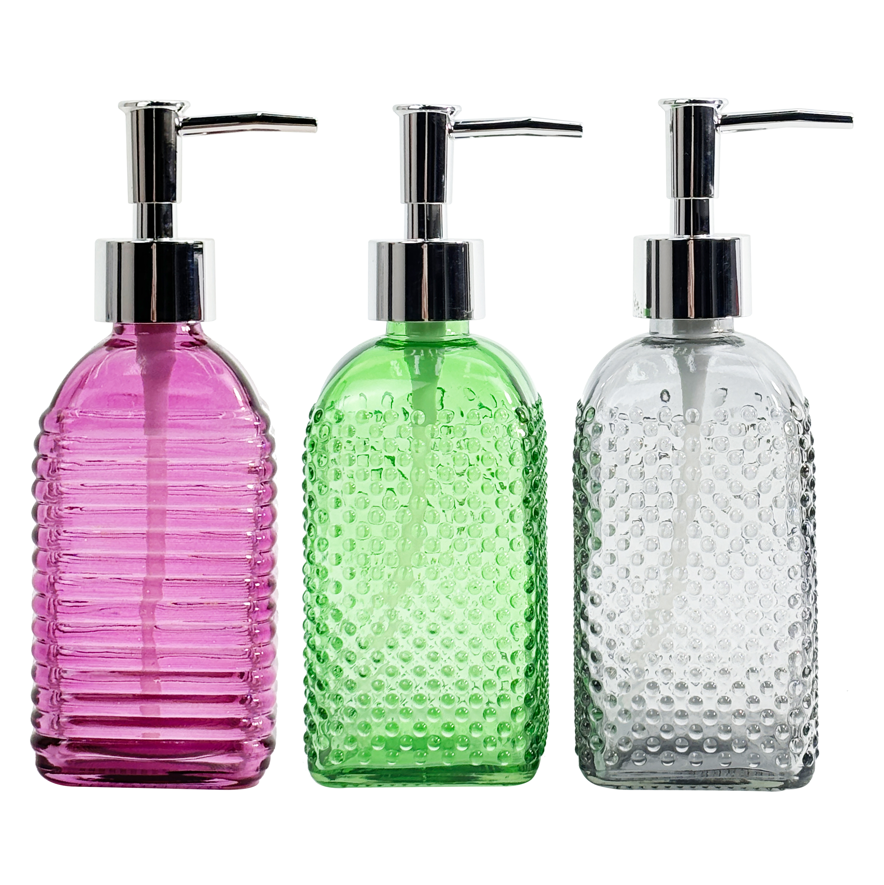 400ml Vintage Clear Glass Soap Dispenser with Silver Pump