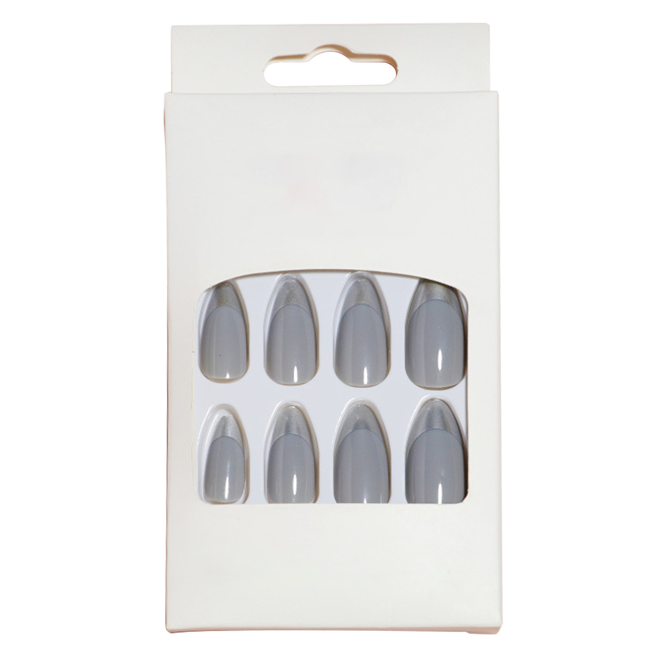 Chic & Elegant 24-Pcs Glossy Grey Press-On Nails