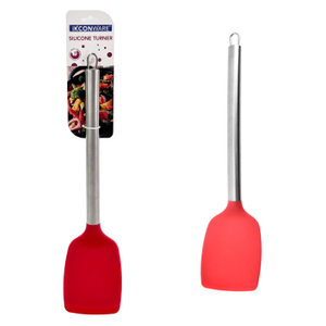 Premium Stainless Steel Handle Red Silicone Turner