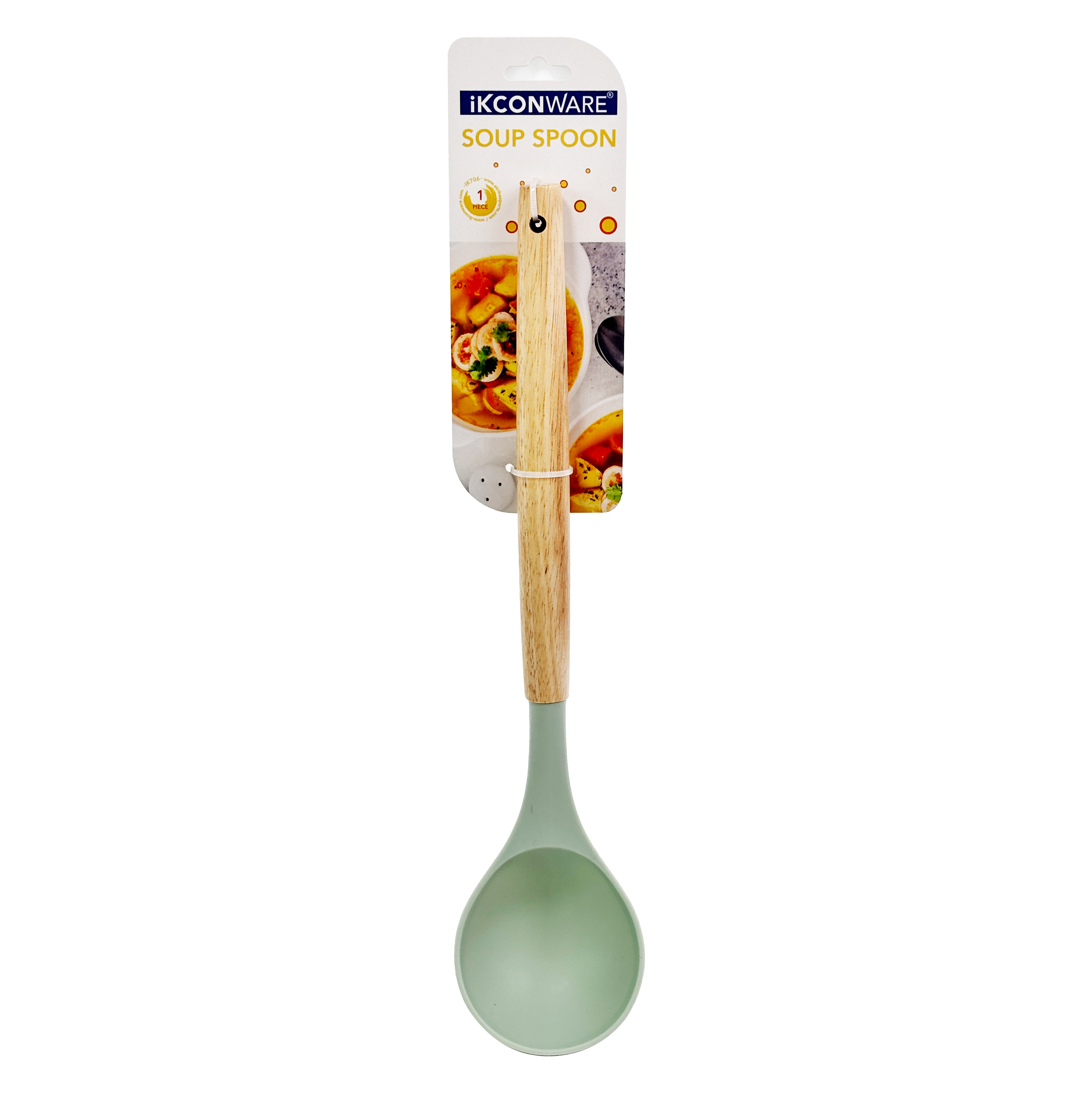 Wooden Handle Silicone Soup Spoon