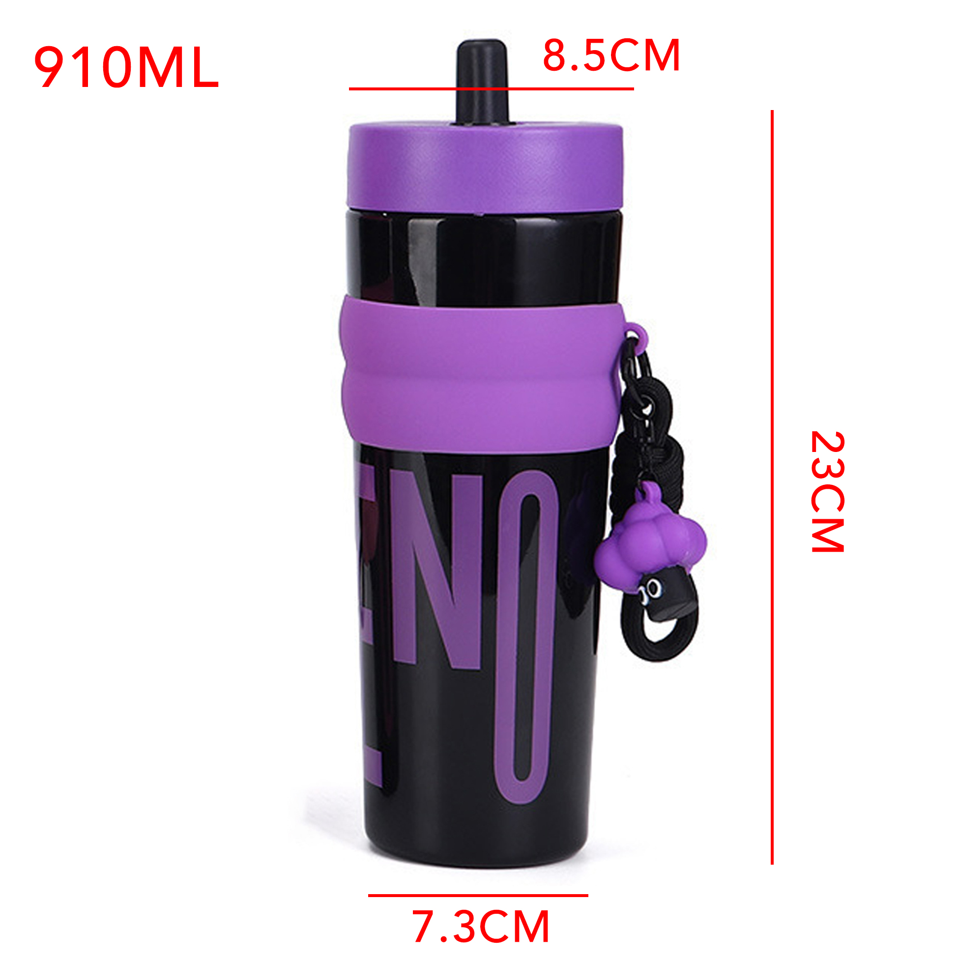 910ML Reusable Plastic Tumbler with Straw & Leak-Proof Lid