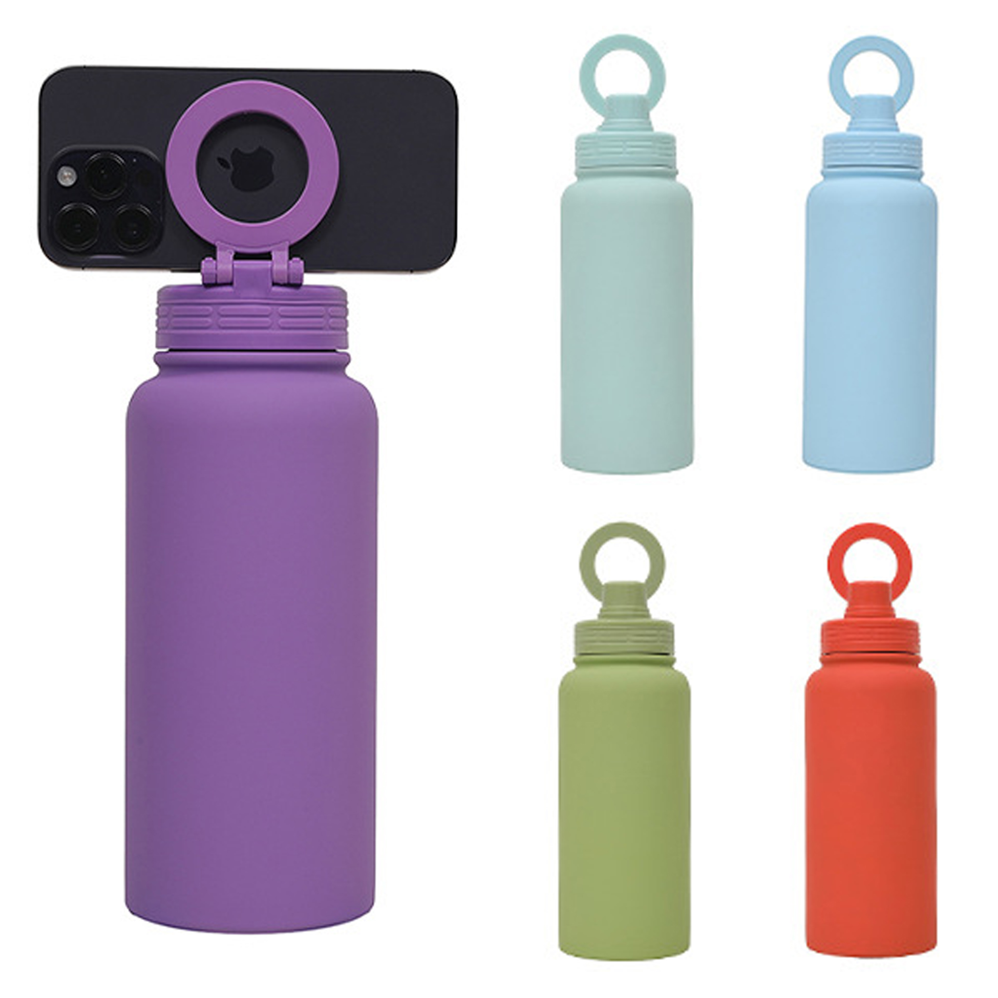 1000ML Insulated Water Bottle with Magnetic Phone Holder Lid