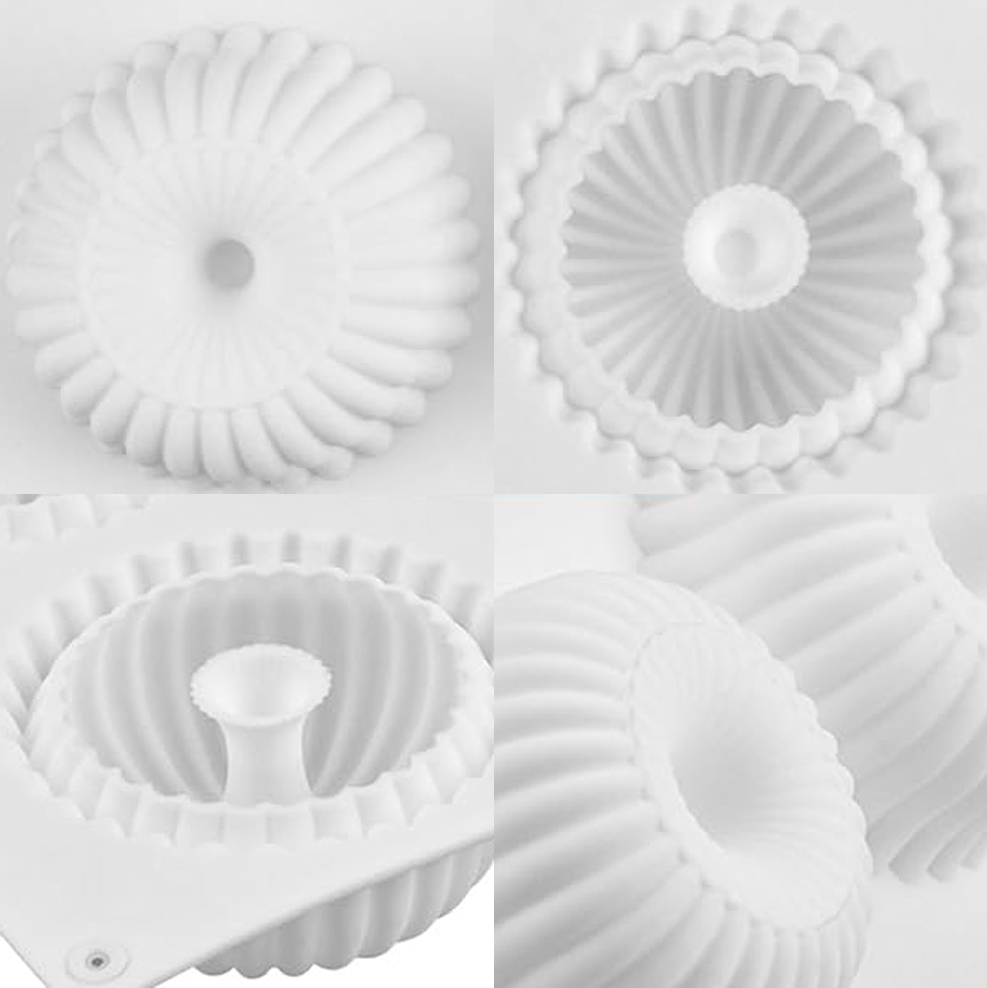 6 Cavity Fluted Bundt Cake Silicone Mold, Nonstick Food Grade Donut Molds
