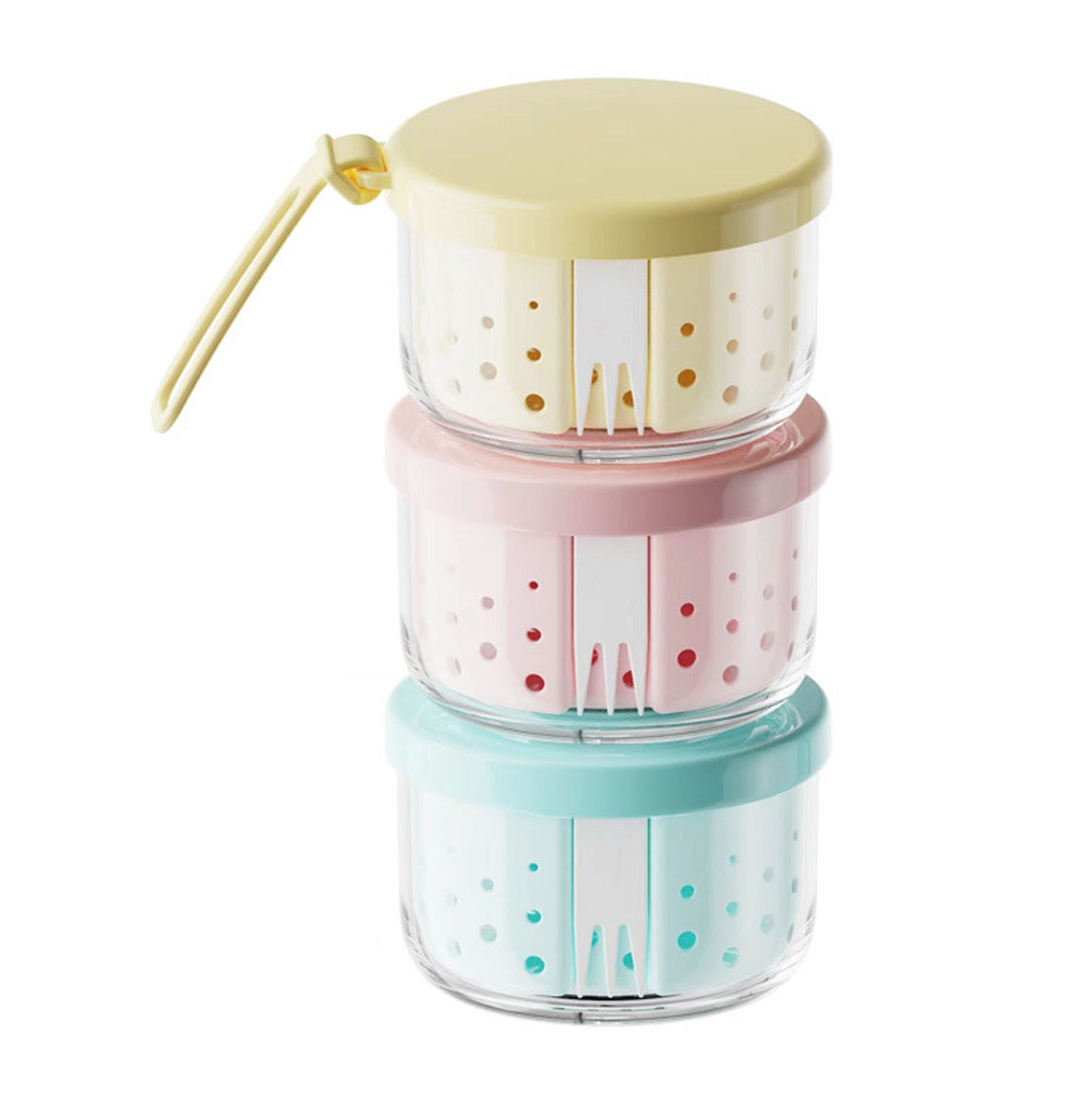 Set of 2 400ml Portable Salad & Fruit Container with Colander & Fork, Leak-Proof BPA-Free Lunch Box
