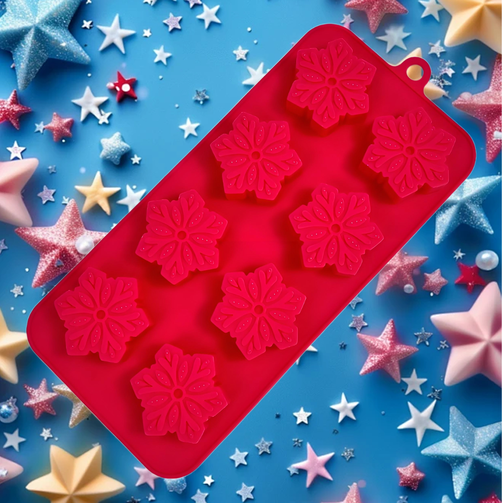 Red Snowflake - shaped Silicone Baking Mold