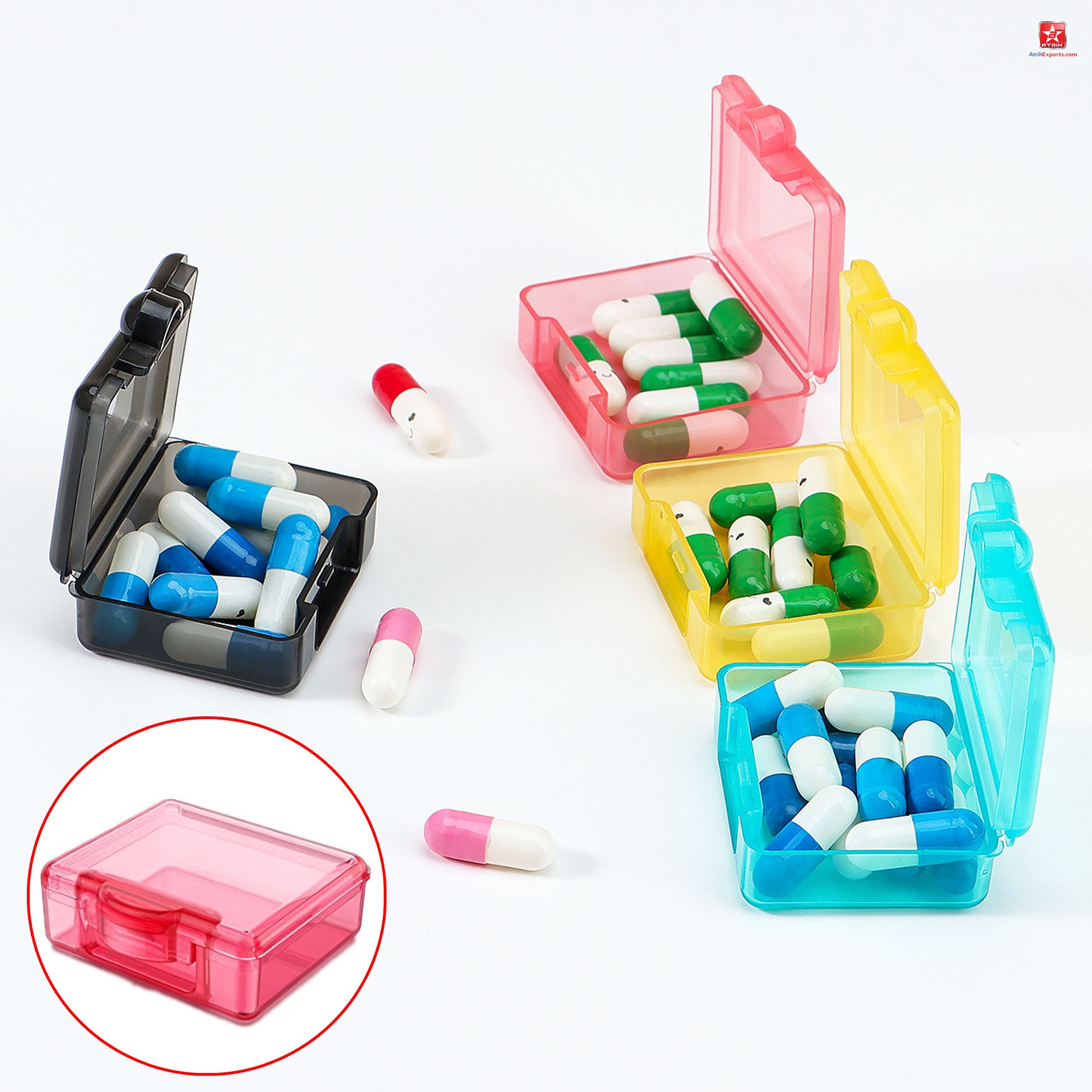 Colorful Plastic Single Compartment Pill Boxes