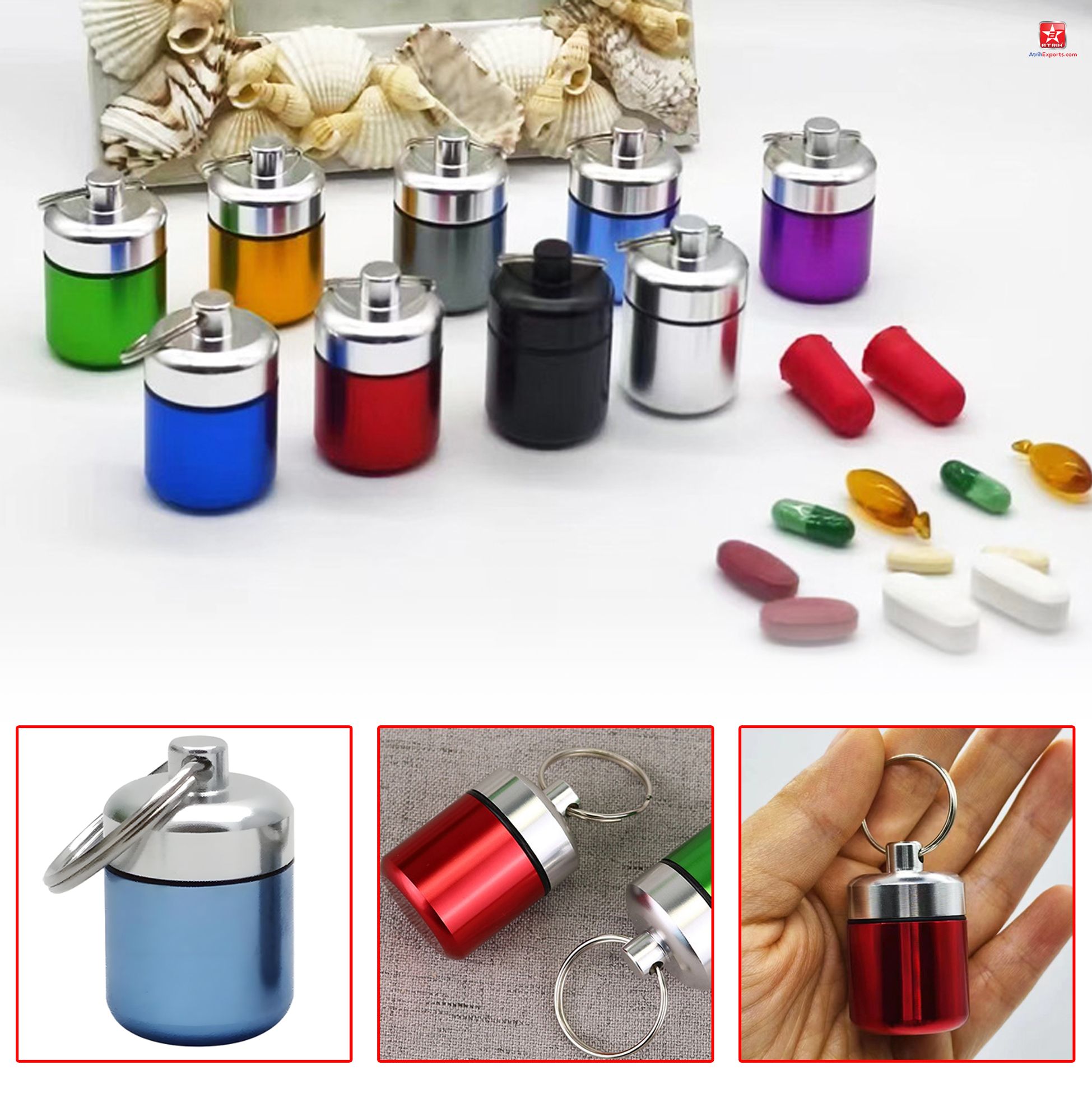 Mini Metal Pill Container Keychain