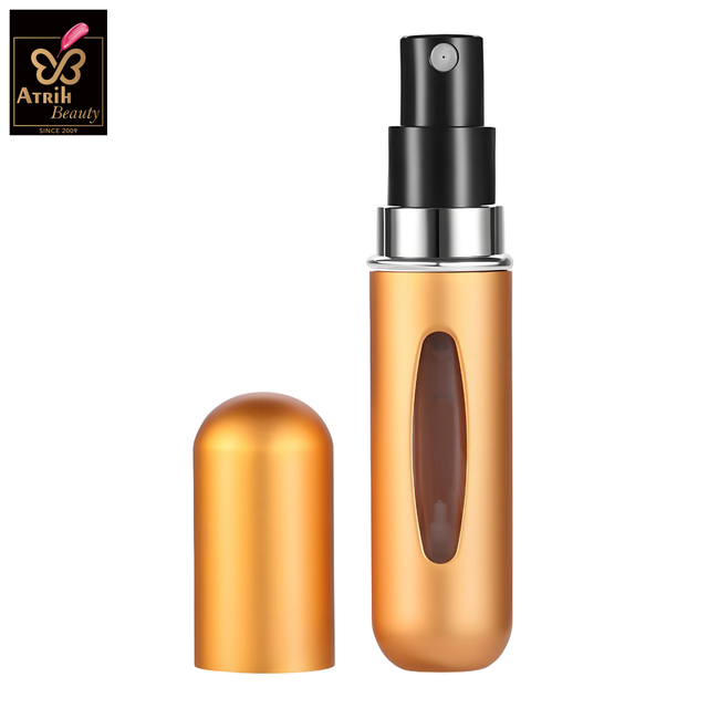 5ml Gold Colored Perfume Atomizer with Black Nozzle