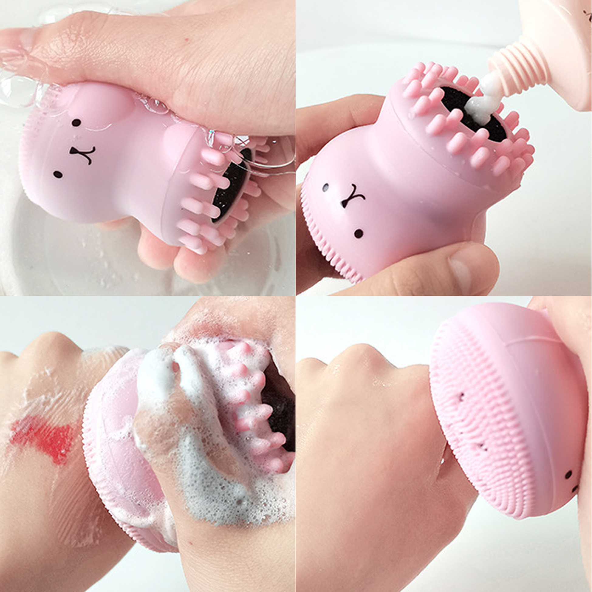 Adorable Pink Octopus Shaped Face Scrubber