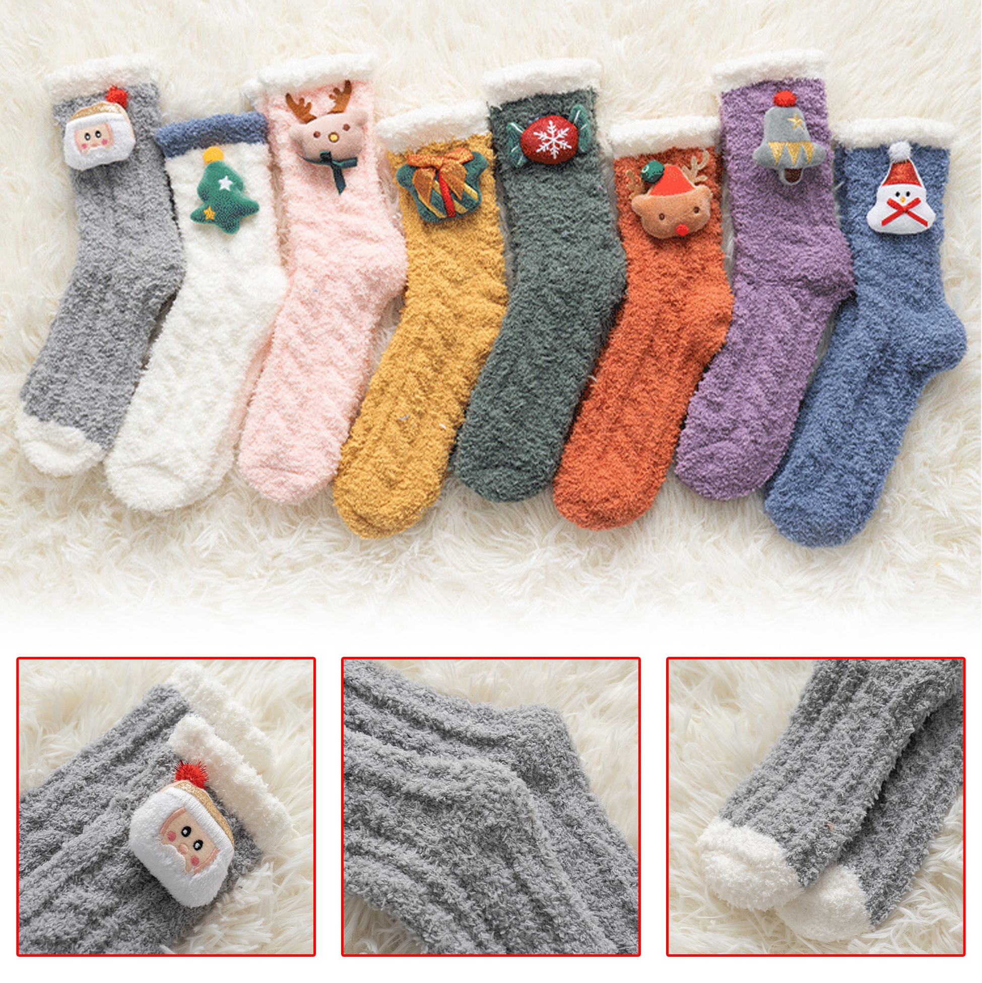 Christmas Fluffy Socks with Decorations