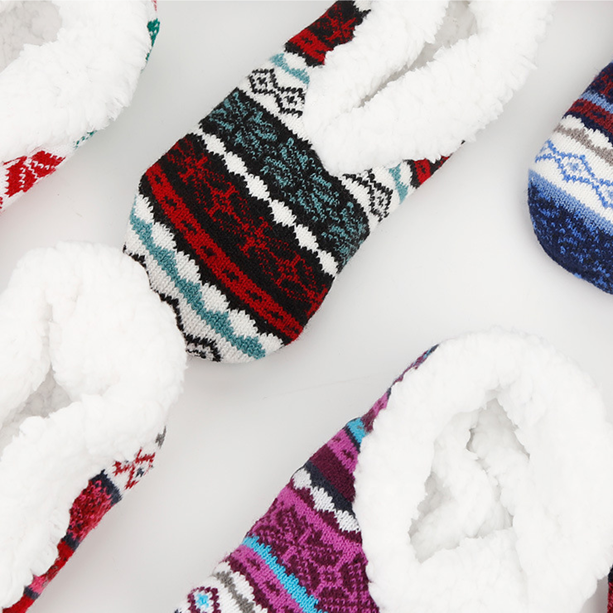 Fuzzy Lined Knit Slipper Socks