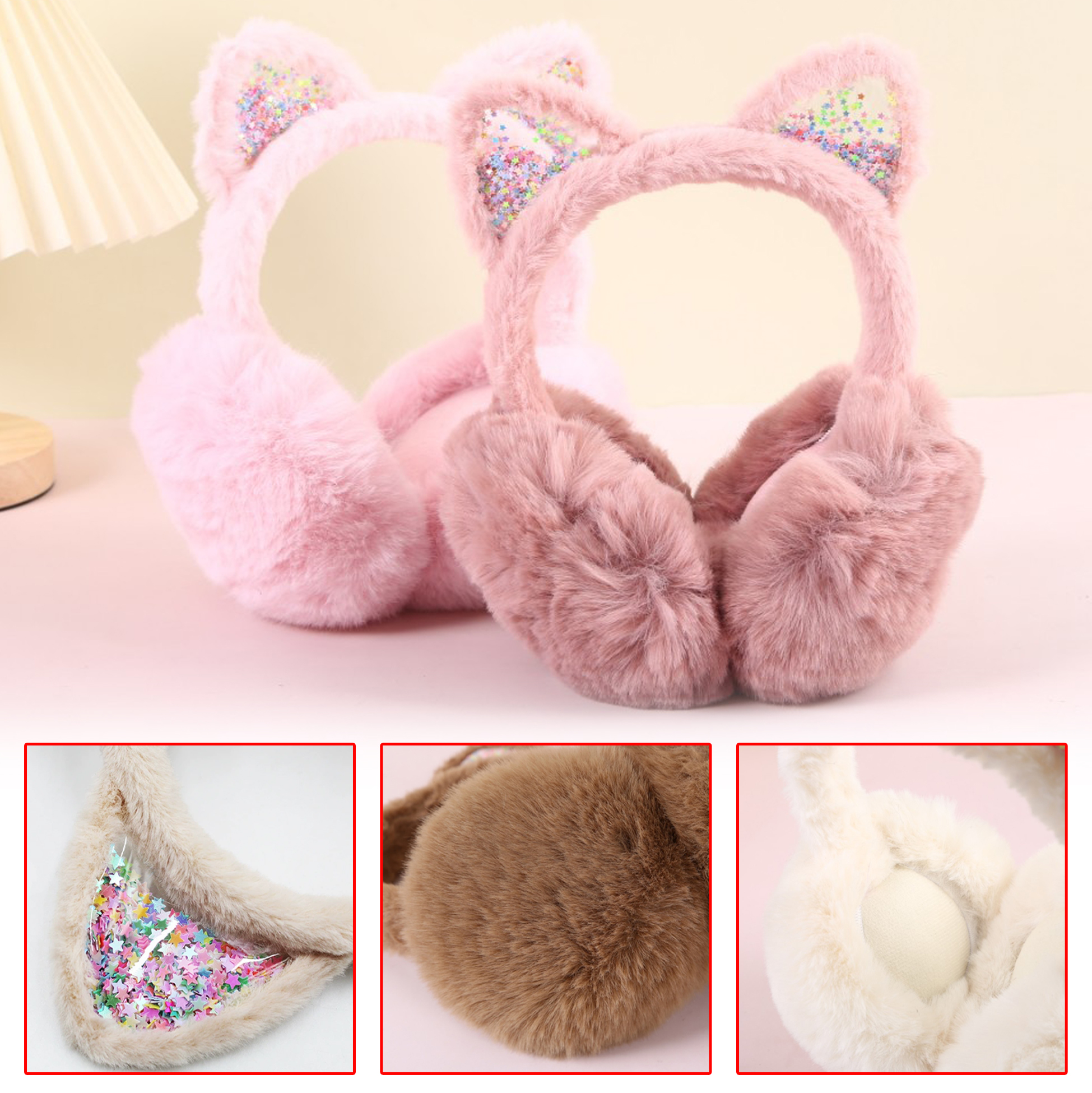 Cute Cat Ear Earmuffs with Glitter