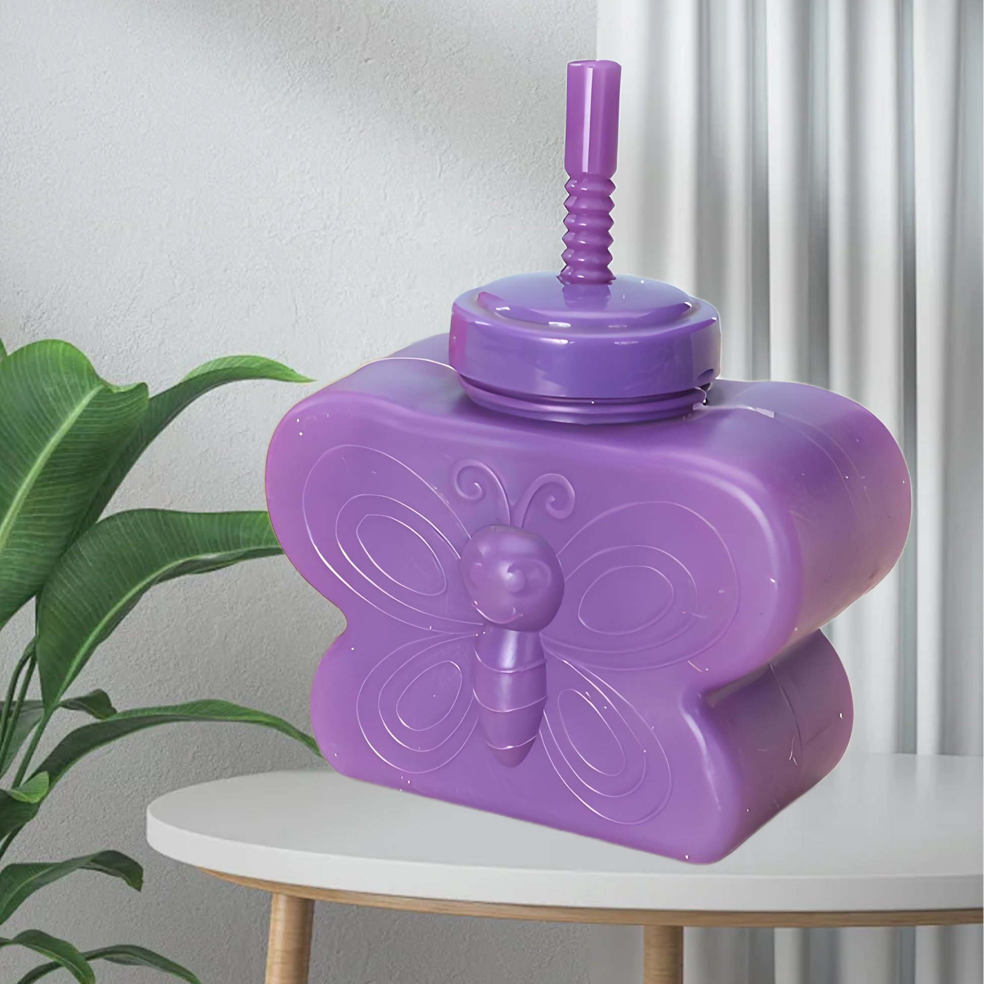  Butterfly Shaped Plastic Water Bottle with Straw