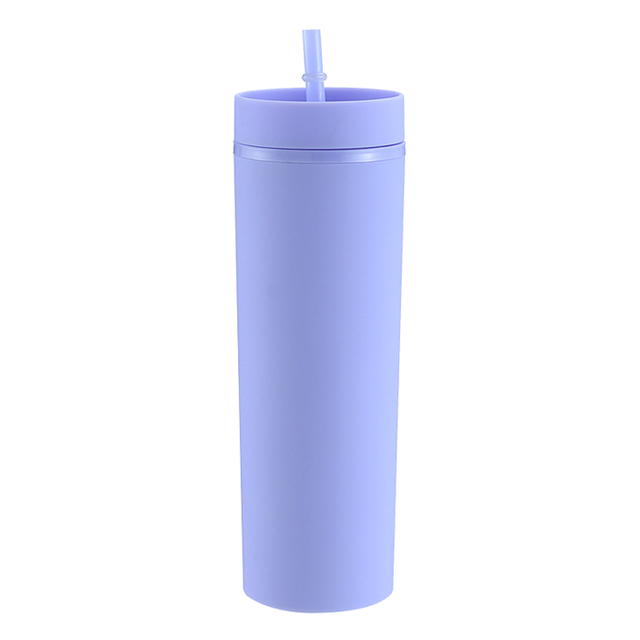 Lavender - Colored Insulated Plastic Tumbler with Straw