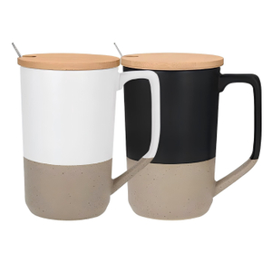 Ceramic Mugs with Bamboo Lids