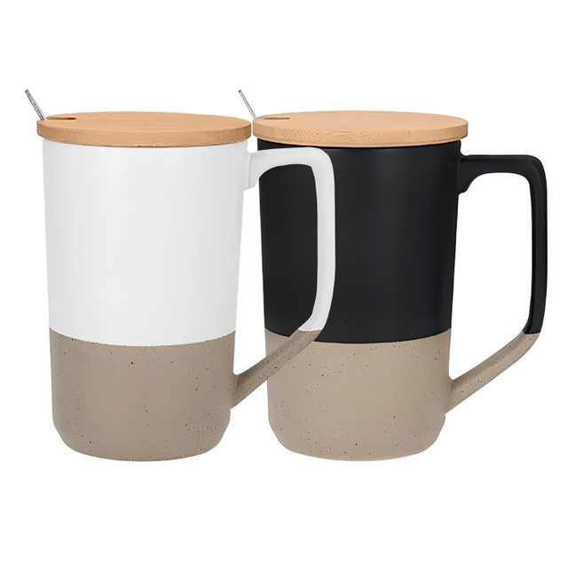 Ceramic Mugs with Bamboo Lids