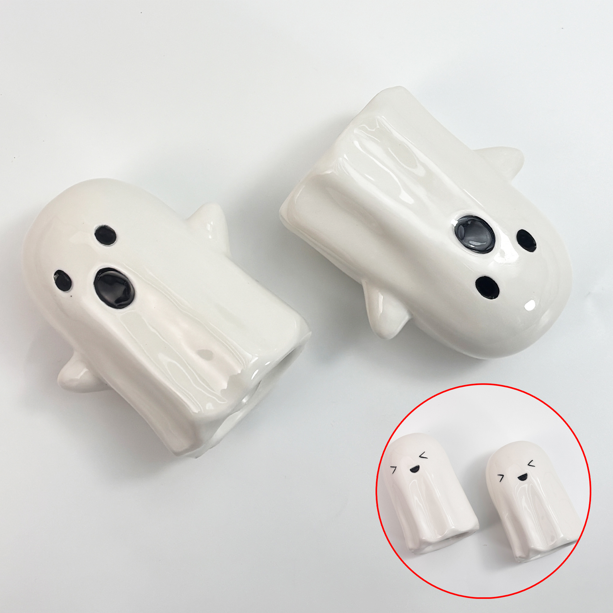 Ghost Shaped Ceramic Salt And Pepper Shakers 