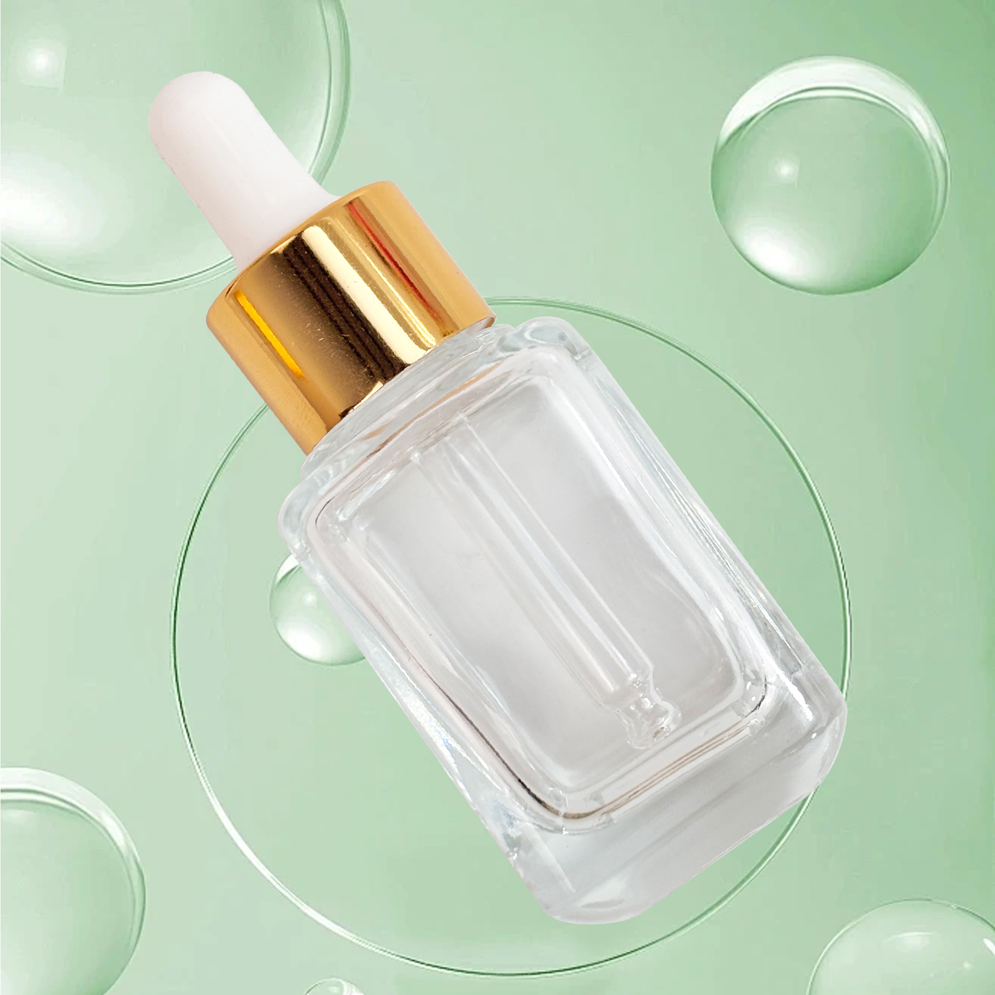 Clear Glass Dropper Bottle with Gold 