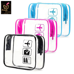 Transparent Travel Themed Zipper Pouches 