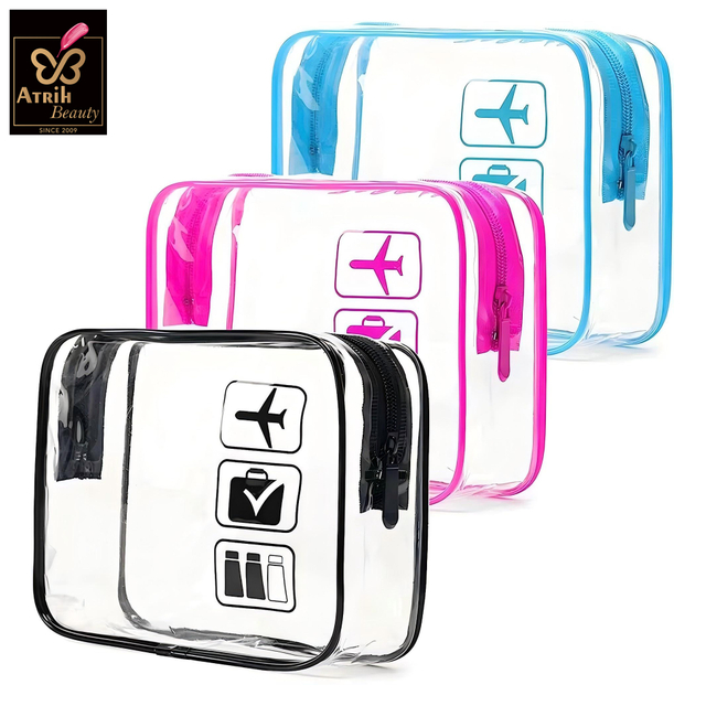 Transparent Travel Themed Zipper Pouches 